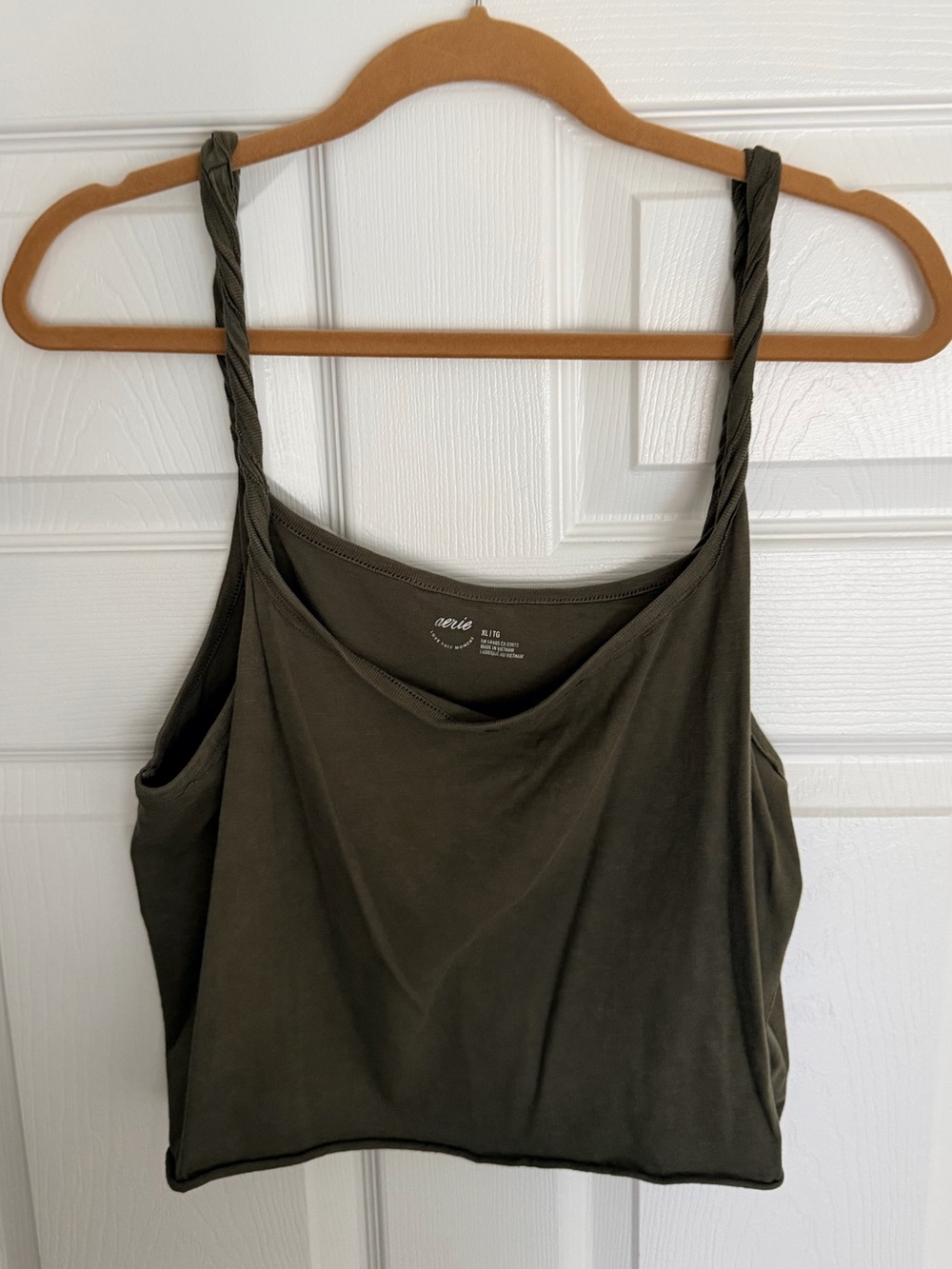 Aerie Olive Green Cropped Twist Strap Tank - XL - worn once